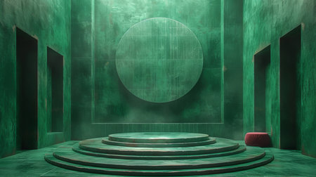 Pedestal, interior and podium with mockup display, background and decoration. Product, presentationの素材