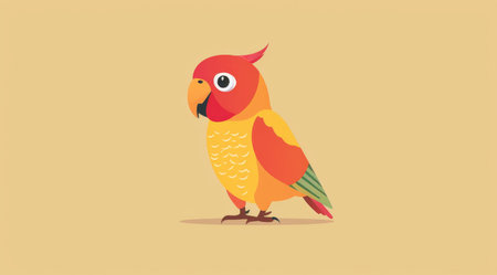 Parrot, illustration and digital art of an animal isolated on a background for poster, post card orの素材