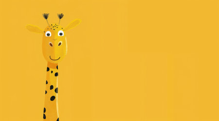 Giraffe, illustration and digital art of an animal isolated on a background for poster, post card orの素材