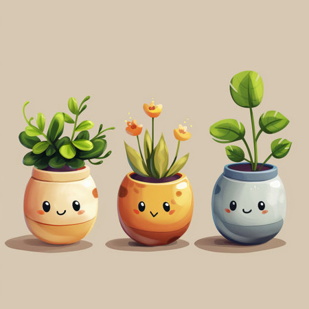 Pot plant, cute and artistic illustration. Incorporating adorable plant illustrations into dcorの素材