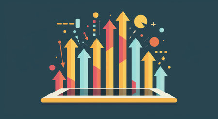 Arrow, stock market and finance background design for business, economy and global inflationの素材