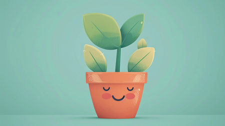 Pot plant, cute and artistic illustration. Incorporating adorable plant illustrations into dcorの素材
