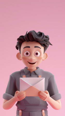 3d, cartoon and influencer for social media on backdrop. Character or studio concept for mock upの素材
