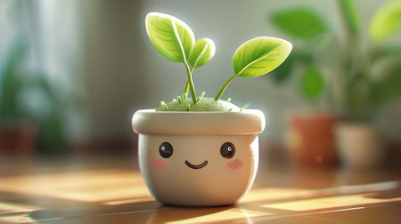 Pot plant, cute and artistic illustration. Incorporating adorable plant illustrations into dcorの素材