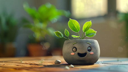 Pot plant, cute and artistic illustration. Incorporating adorable plant illustrations into dcorの素材