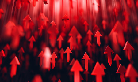 Red Arrow, stock market and finance background design for business, economy and global inflationの素材