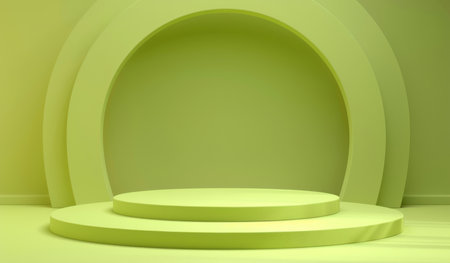 Podium, green studio or stage design template for your product placement, advertising or marketingの素材