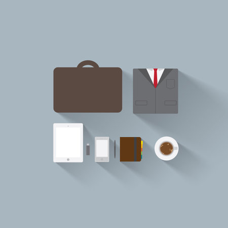 Icon, business and briefcase for corporate workflow on grey background, flat design, creative and technology for office use. Connectivity, abstract and illustration for modern object marketing.の写真素材