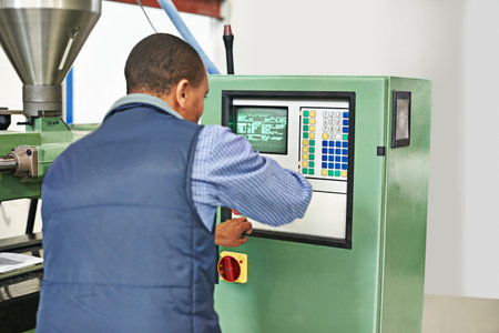 Engineer, factory and machine with warehouse, maintenance and manufacturing industry. Professional...