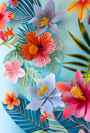 Background, wallpaper or abstract flower on canvas for wall frame, backdrop or print. Colourfulの素材
