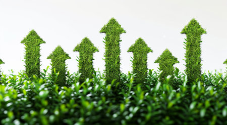 Green Arrow, stock market and finance background design for business, economy and global inflationの素材
