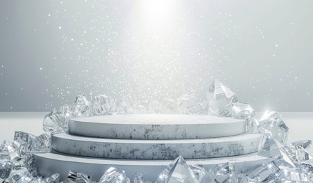 Podium, crystal or stage design template for your product placement, advertising or marketingの素材