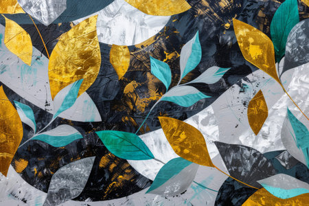 Background, wallpaper or abstract plants on canvas for wall frame, backdrop or print. Colourfulの素材