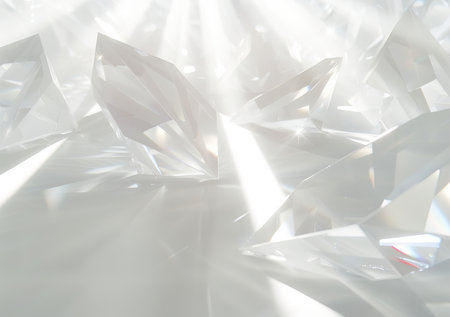 Abstract, prism and reflection of light in diamond closeup for mineral mining of precious stone orの素材
