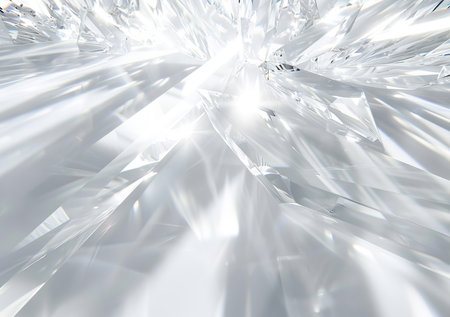 Bright, prism and refraction of light in glass closeup for mineral mining of precious stone or gemの素材