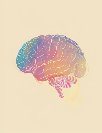 Science, education or graphic illustration of brain for study of neurology, thinking or biologyの素材