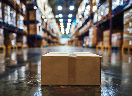 Warehouse, box and packaging for shipping or distribution, delivery for supplier. Logisticsの素材