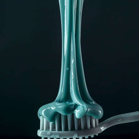 Toothpaste, dental and toothbrush in studio for health, mouth hygiene and wellness for oral careの素材