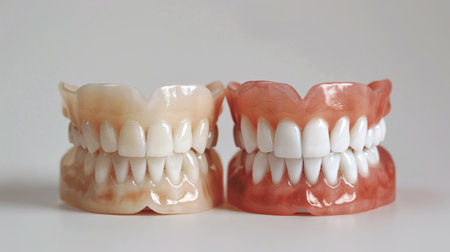 Tooth, denture and compare model for health, dental hygiene and cleaning for smile by whiteの素材