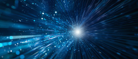 Background, galaxy and bright star or abstract cosmos with fast speed for cosmic, sparkle or spaceの素材