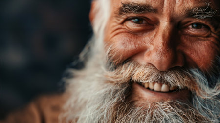 Mature gentleman, portrait and beard with retro, style and thick facial hair for treatmentの素材