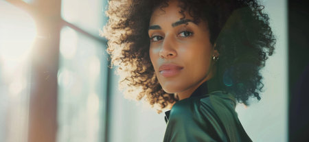 Business, black girl and portrait in office for face of creative company, interior designer andの素材