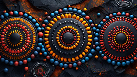 Beads, abstract and African pattern on art, illustration and creative design of indigenous symbolの素材