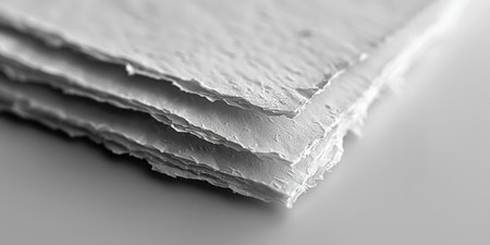 Handmade, paper and stack as wallpaper or recycling product for creative writing, artistic or texture. Closeup, desk and stationery suppyly with eco friendly sustainability for diary, letter or craft.の素材