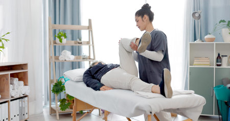 Consulting, physiotherapist and senior woman for physical therapy, healthcare service and support....