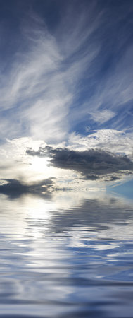 Sky, clouds and sunrise in nature with background for wallpaper, banner and natural environment in...