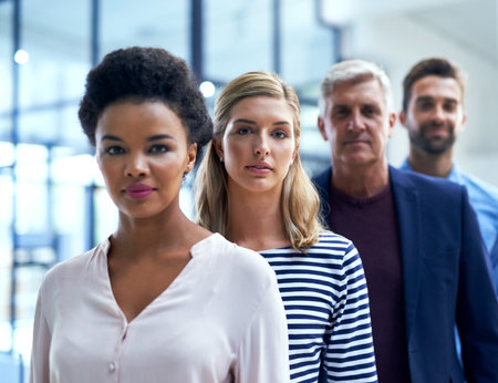 Portrait, group of people and diversity in corporate, working or about us for collaboration or...