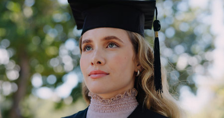 Woman, graduation and girl with celebration, outdoor and ceremony for degree, university and...