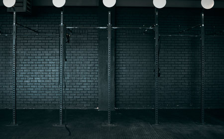 Empty, studio and equipment in gym for fitness, training and workout for performance, health and...