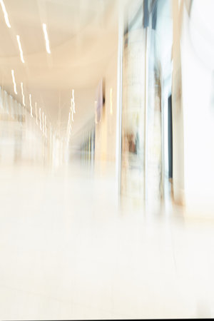 Interior, architecture and airport of design with rays for fluorescent, travel journey or lines of...