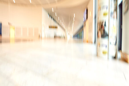 Building, architecture and interior of design with rays for fluorescent, travel journey or lines of...