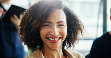 Portrait, smile and woman at dentist for teeth health, oral care and tooth whitening for wellness at clinic. Face, happy patient and dental hygiene for medical orthodontics, clean gums and implantの写真素材