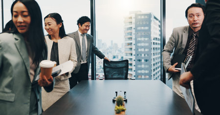 Business people, meeting and collaboration in office for planning, complete or company financial...