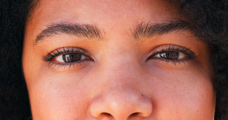 Beauty, eyelashes and person with mascara, portrait and makeup for extension, eyecare and cosmetics....