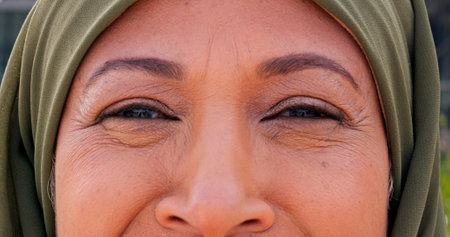 Portrait, eyes and eyecare for woman, healthy and treatment for eyesight, optical and wellness for iris. Healthcare, eyeball and confident for vision, pupil and closeup of person and contact lensの写真素材