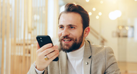 Office, communication and businessman with speaker for phone call, thinking and schedule with...