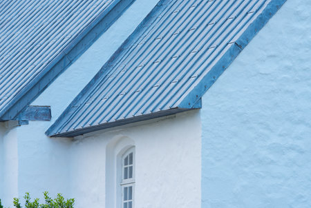 Architecture, rooftop and house with window on building for residential, concrete and villa. Exterior, real estate and urban with loft home for structure, patterns and facade background outdoorの写真素材
