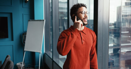 Office, businessman and thinking with phone call for negotiation, planning and source for news....
