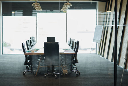 Business meeting, boardroom or corporate workplace with comfort and ergonomics. Interior design,...