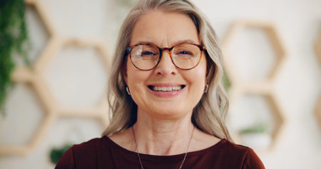 Happy woman, portrait or mature manager in hotel lobby for accommodation, hospitality or luxury...