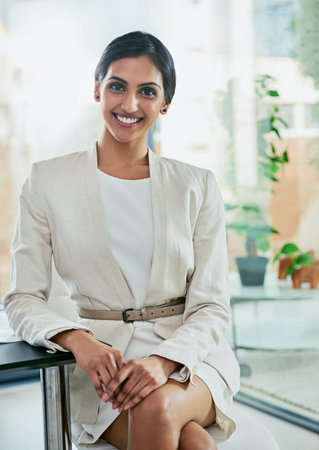 Corporate, portrait and smile of business Indian woman in office for agency or career development....