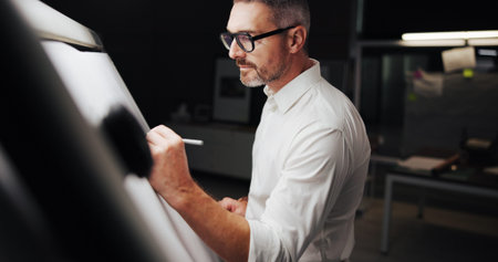 Drawing, architecture and man with paper for design, property development and building. Creative...