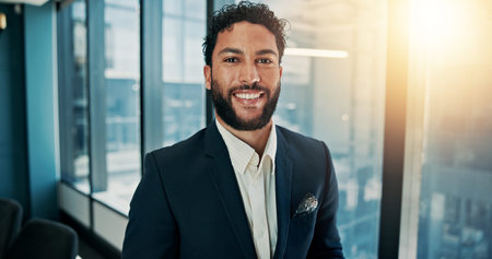 Finance, portrait and smile of man in office for portfolio management as investment banker....