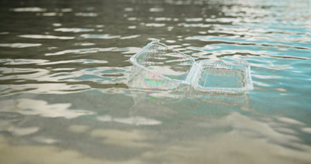 Plastic, ocean and dirt with pollution for recycling, climate change or global warming in nature....