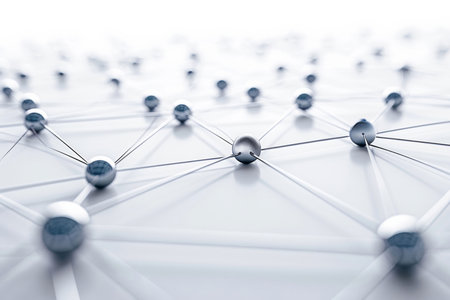 Abstract, network and connect for communication, link and global internet with blockchainの素材