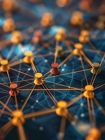 Abstract, pins and background with network, model and connection for system structure. Pegboardの素材